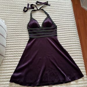 Lyndia Satin Purple Halter Dress Size 2